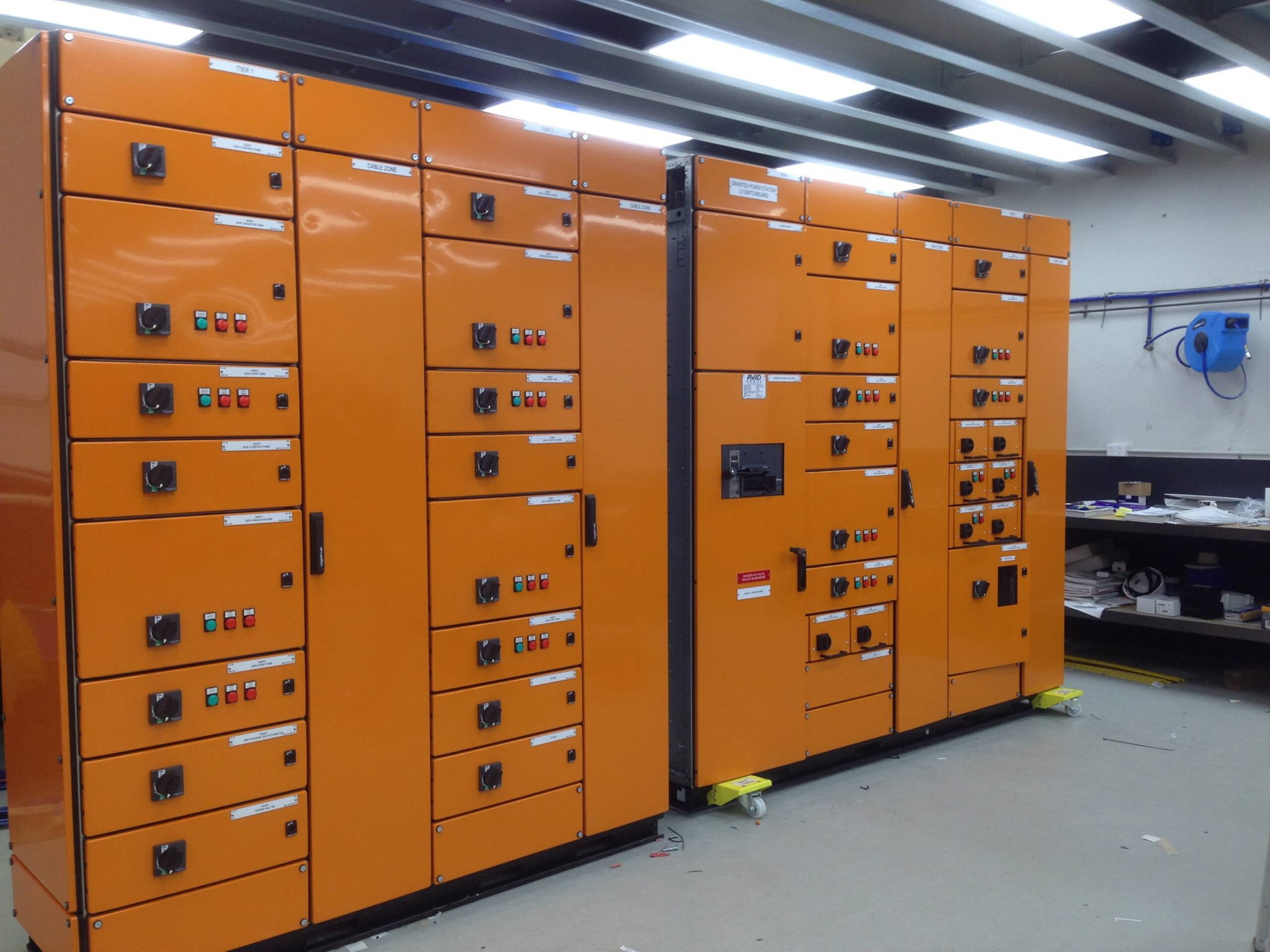 Logstrup Switchboard in orange for a process industry. Case picture from process industries which Logstrup Steel has manufactured its switchboard and Switchgear to.