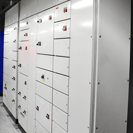 Full view of swichboard - case storebælt Logstrup Steel's low voltage and high quality modular switchboards for The Great Belt Bridge in Denmark