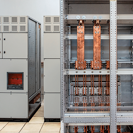Switchboard with busbar view - case mariene Logstrup is a manufacturer of Switchgear components such as Cobber components in the electrical switchboards